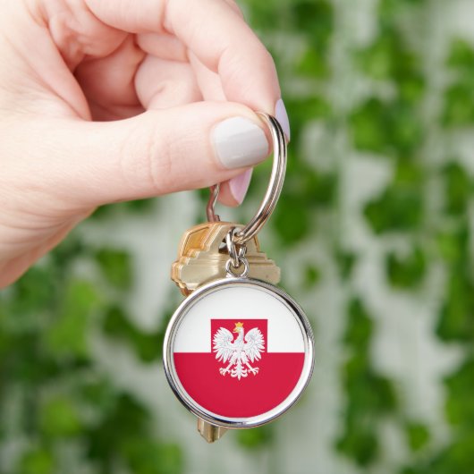 Poolse vlag (met wapen) sleutelhanger (Hand)