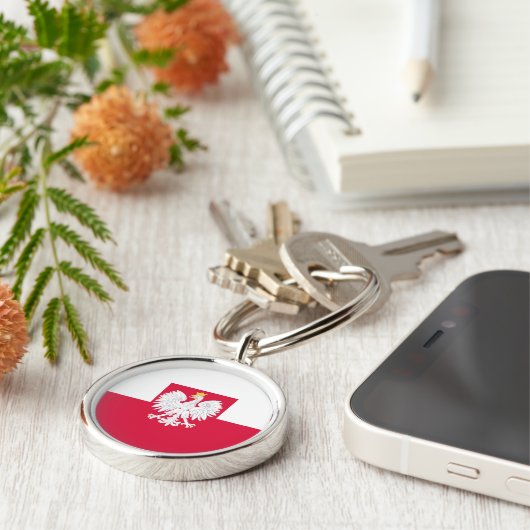 Poolse vlag (met wapen) sleutelhanger (Zijkant)