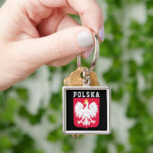 Poolse vlag (met wapen) sleutelhanger (Hand)