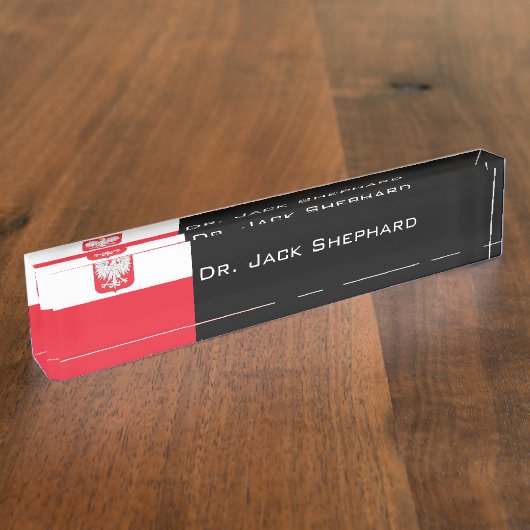 Poolse vlag naambordje (Zijkant)