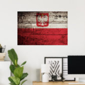 Poolse vlag op oude houten graan poster (Thuiskantoor)