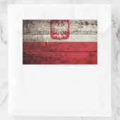 Poolse vlag op oude houten graan rechthoekige sticker (Tas)