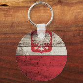 Poolse vlag op oude houten graan sleutelhanger (Voorkant)