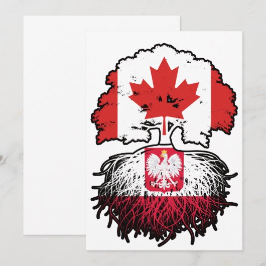 Poolse vlag over bomen in Canada Kaart (Voorkant / Achterkant)