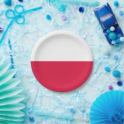 Poolse vlag papieren bordje (Feest)