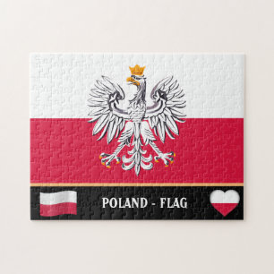 Poolse vlag & Polen - land, vakantie/sport Legpuzzel