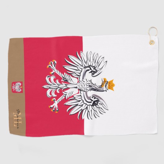 Poolse vlag & Polen, monocgrammed Golfhanddoek (Horizontaal)