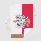 Poolse vlag & Polen, monogrammed Golf Polska Golfhanddoek (Insitu)