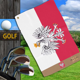 Poolse vlag & Polen, monogrammed Golf Polska Golfhanddoek