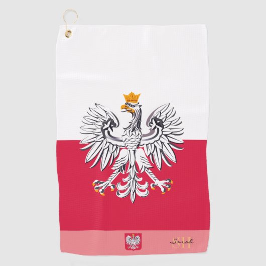 Poolse vlag & Polen, monogrammen/dame Golfhanddoek (Voorkant)
