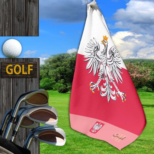 Poolse vlag & Polen, monogrammen/dame Golfhanddoek