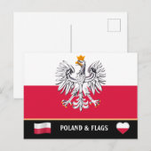 Poolse vlag & Polen - reizen, vakantie /sport Briefkaart (Voorkant / Achterkant)