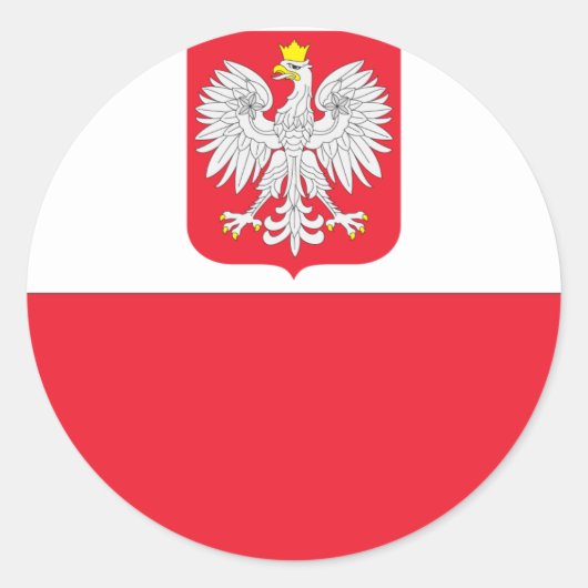 Poolse vlag ronde sticker (Voorkant)