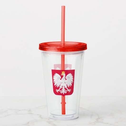 Poolse vlag Tumbler Acryl Drinkbeker (Voorkant)