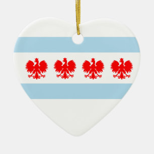 Poolse vlag van Chicago Keramisch Ornament