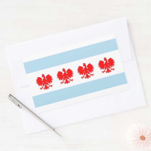 Poolse vlag van Chicago Rechthoekige Sticker (Envelop)