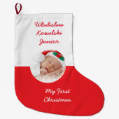 Poolse vlag van Polen Foto met naam Grote Kerstsok (Voorkant)