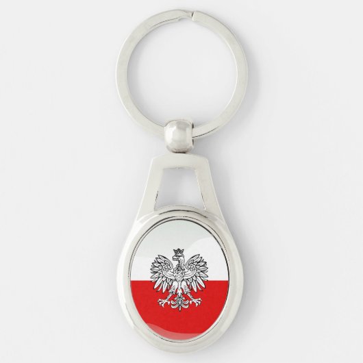 Poolse vlag voor glanzend sleutelhanger (Voorkant)