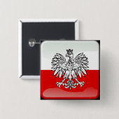 Poolse vlag voor glanzend vierkante button 5,1 cm (Voorkant /achterkant)