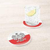 Poolse vlag voor glanzend zandsteen onderzetter (Zijkant)