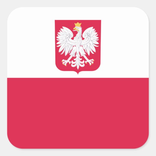 Poolse vlag & wapen, vlag van Polen Vierkante Sticker (Voorkant)