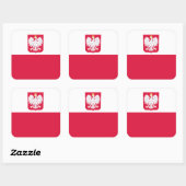 Poolse vlag & wapen, vlag van Polen Vierkante Sticker (Vel)