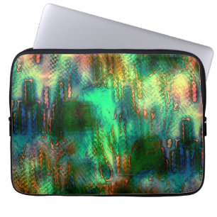 Poolse vlekken en textuurmix, verbrand groen geel laptop sleeve
