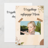 Poolse vogelkaart bedankkaart (Voorkant / Achterkant)