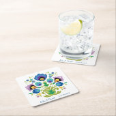 Poolse volksbloemen blauwe lavendel papieren onder kartonnen onderzetters (Insitu)