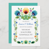 Poolse volksbloemen lavendel en geel save the date (Voorkant / Achterkant)