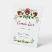 Poolse volksbloemen rood reclamebord met voetstuk (Voorkant)