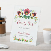 Poolse volksbloemen rood reclamebord met voetstuk (Insitu)