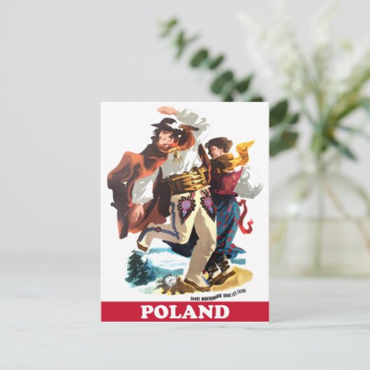 Poolse volksdanseres, oldtimers briefkaart (Staand voorkant)