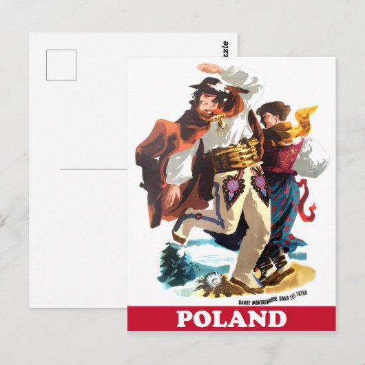 Poolse volksdanseres, oldtimers briefkaart (Voorkant / Achterkant)