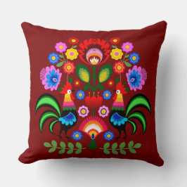 Poolse volkskunst - bloemenborduurpatroon kussen