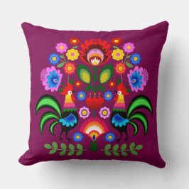 Poolse volkskunst - bloemenborduurpatroon kussen