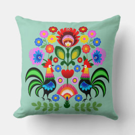 Poolse volkskunst - bloemenborduurpatroon kussen