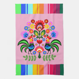 Poolse volkskunst - bloemenborduurpatroon theedoek