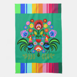 Poolse volkskunst - bloemenborduurpatroon theedoek