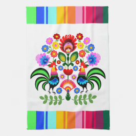 Poolse volkskunst - bloemenborduurpatroon theedoek