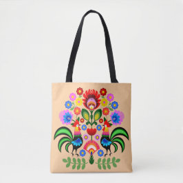 Poolse volkskunst - bloemenborduurpatroon tote bag