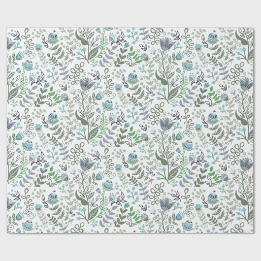 Poolse volkskunst grillig bloempatroon cadeaupapier (Vlak)