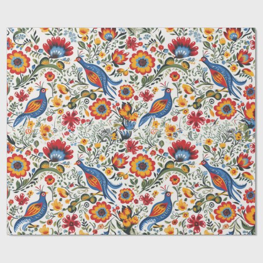 Poolse volkskunst handgeschilderd inpakpapier (Vlak)