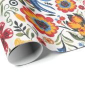 Poolse volkskunst handgeschilderd inpakpapier (Rol Hoek)