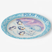 "Poolse Vrienden" Mooie Pinguïns & Ijsbeer Bord (Gekanteld)