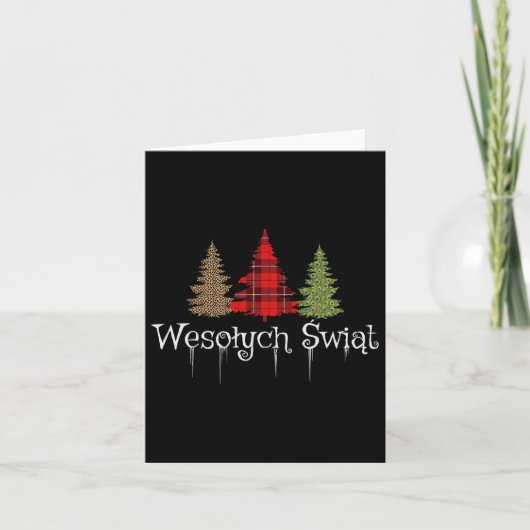 Poolse vrolijke kerst Wesolych Swiat Plaid Bomen Kaart (Voorkant)