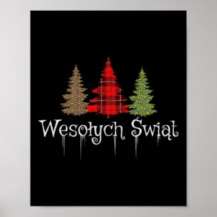 Poolse vrolijke kerst Wesolych Swiat Plaid Bomen Poster