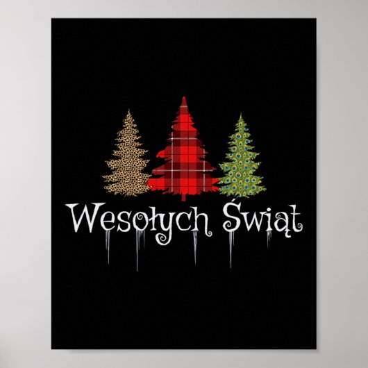 Poolse vrolijke kerst Wesolych Swiat Plaid Bomen Poster (Voorkant)