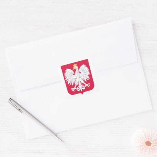 Poolse wapenstilstand vierkante sticker (Envelop)