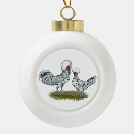 Poolse weekkippen keramische bal ornament (Voorkant)